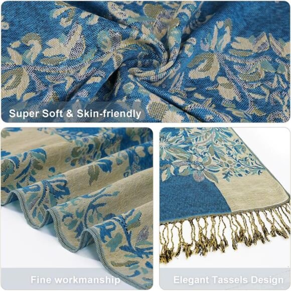 Silky Paisley Pashmina Shawl Scarf-Women's Soft Double-side Jacquard - Picture 2 of 6